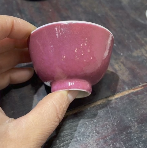 古玩陶瓷清晚期 胭脂紅釉小杯真品鑒賞圖