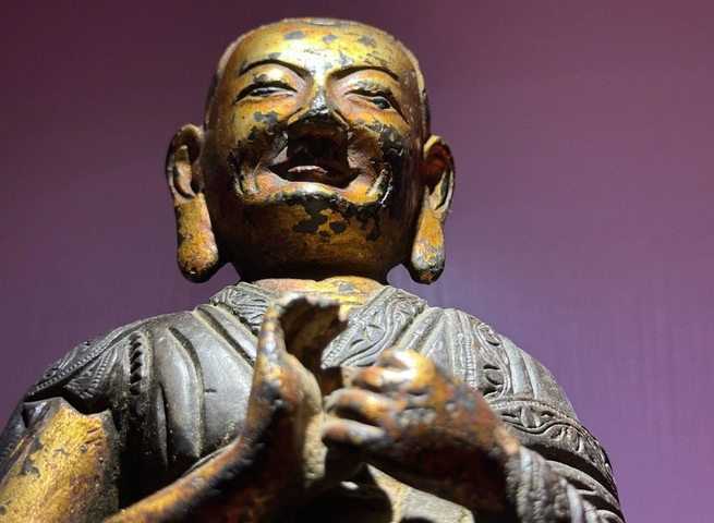 古玩銅器銅上師像真品鑒賞圖