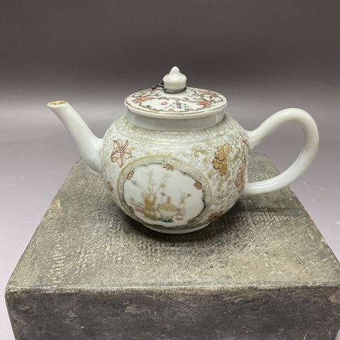 古玩陶瓷博古圖執壺真品鑒賞圖