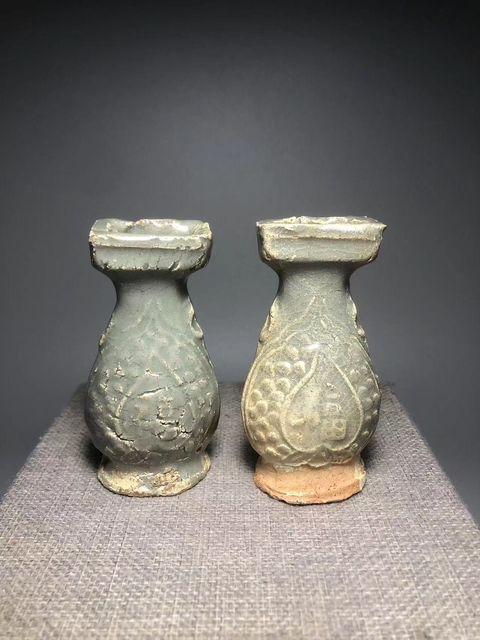 古玩陶瓷龍泉青瓷福字瓶真品鑒賞圖