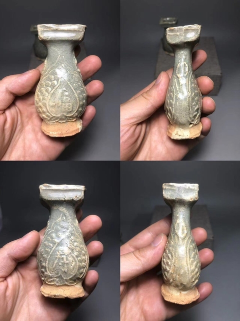 古玩陶瓷龍泉青瓷福字瓶真品鑒賞圖