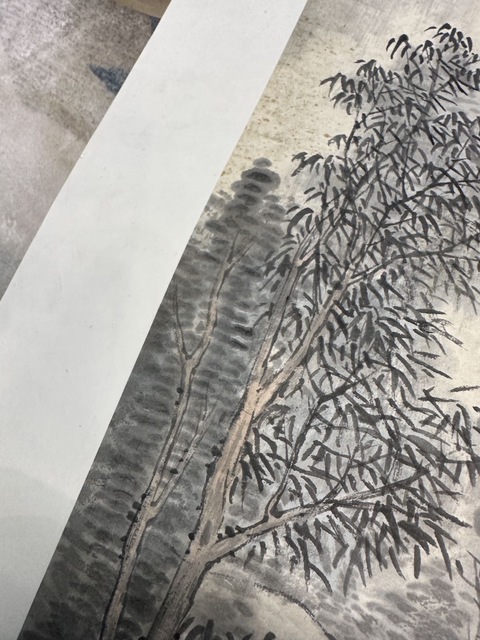 古玩字畫(huà)陳克明款山水立軸真品鑒賞圖