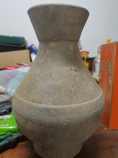 古玩陶瓷高足炫紋陶罐真品鑒賞圖