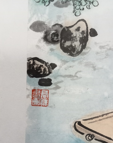 古玩字畫尚君礪山水人物斗方真品鑒賞圖