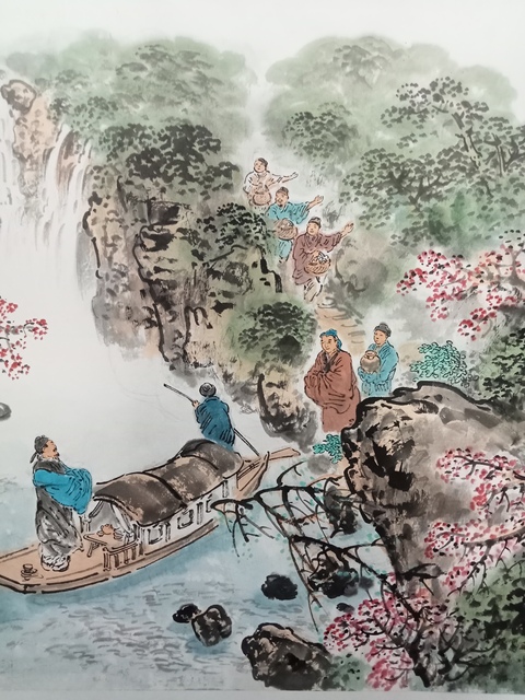 古玩字畫尚君礪山水人物斗方真品鑒賞圖