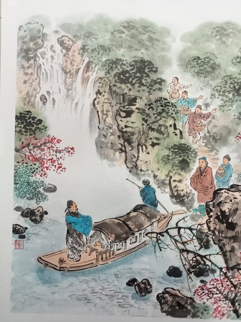 古玩字畫尚君礪山水人物斗方真品鑒賞圖