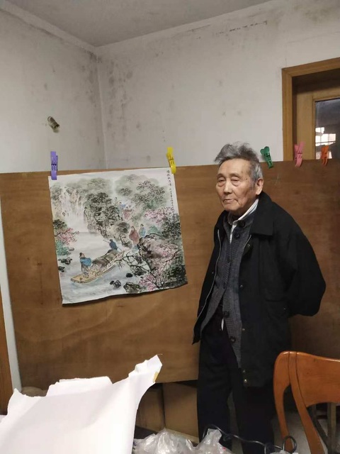 古玩字畫尚君礪山水人物斗方真品鑒賞圖