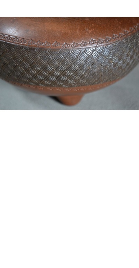 古玩雜項龍頭回紋如意三足壺真品鑒賞圖