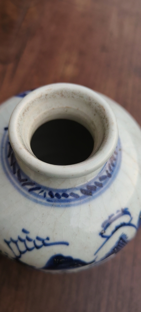 古玩陶瓷山水紋青花罐真品鑒賞圖