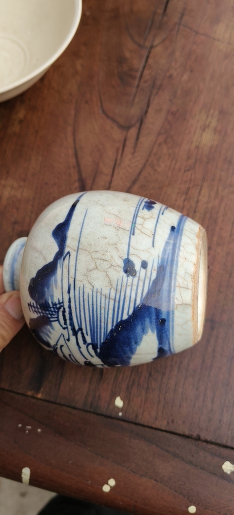 古玩陶瓷山水紋青花罐真品鑒賞圖