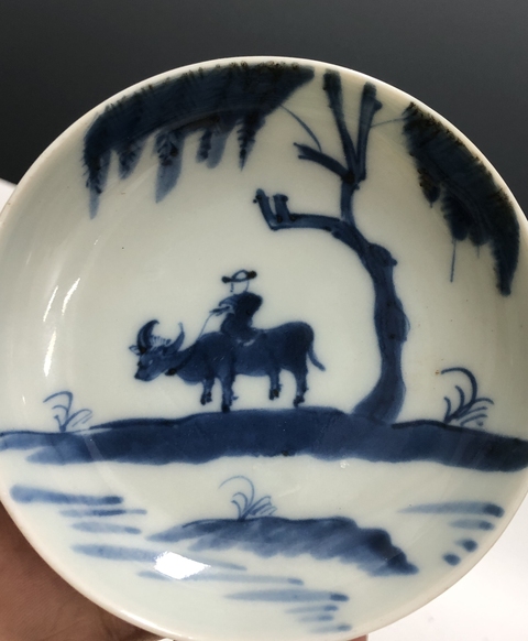 古玩陶瓷道咸·青花牧牛圖小盤拍賣，當前價格1369元