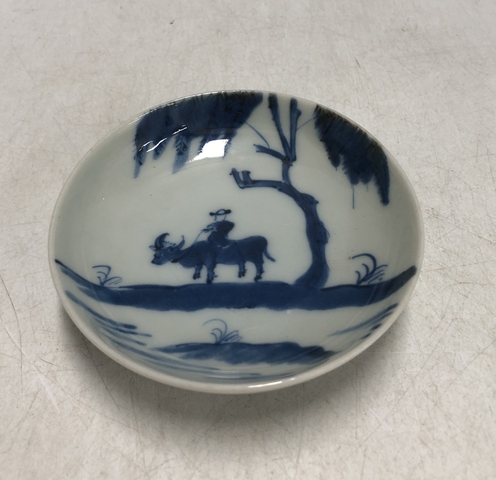 古玩陶瓷道咸·青花牧牛圖小盤拍賣，當前價格1369元