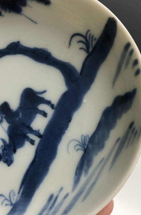 古玩陶瓷道咸·青花牧牛圖小盤拍賣，當前價格1369元