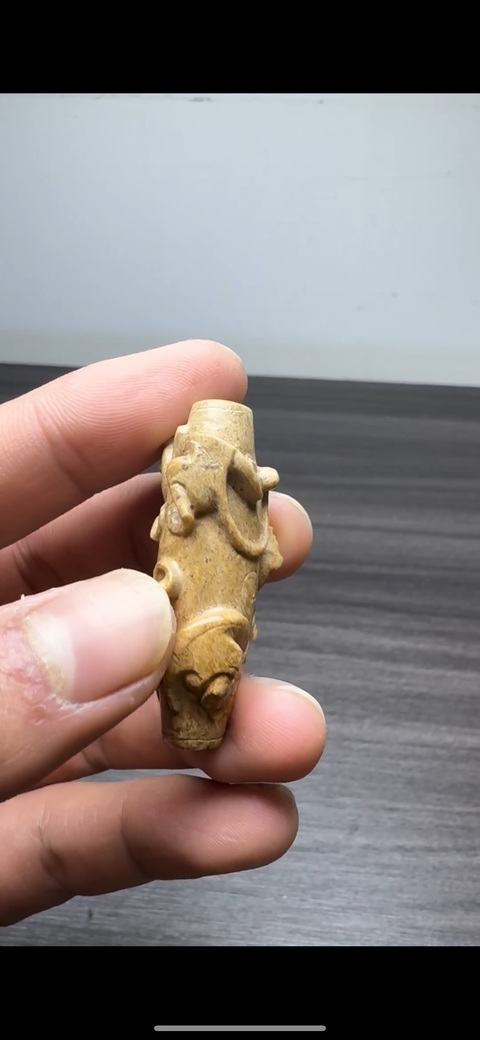 古玩玉器做舊仿古“螭龍紋勒”真品鑒賞圖