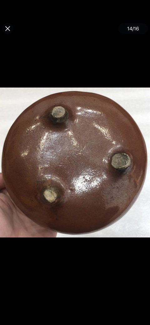 古玩陶瓷鐵銹釉橋耳爐真品鑒賞圖