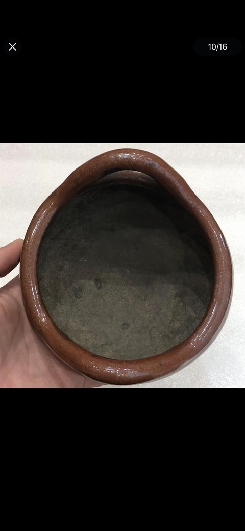 古玩陶瓷鐵銹釉橋耳爐真品鑒賞圖