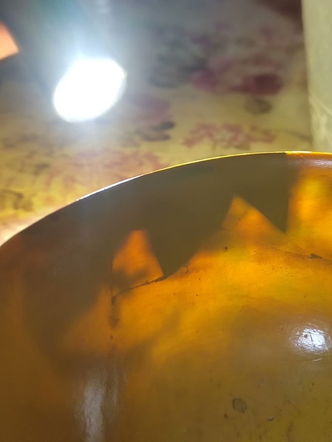 古玩陶瓷清光緒黃地素三彩暗刻雙龍戲珠紋碗拍賣，當前價格5888元