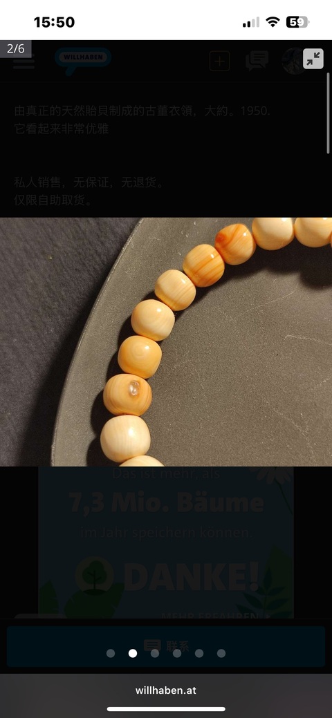 古玩玉器天然硨磲項鏈真品鑒賞圖