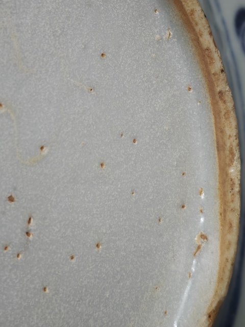 古玩陶瓷青花麒麟望月紋花口盤真品鑒賞圖