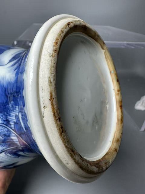 古玩陶瓷青花山水通景紋花觚真品鑒賞圖