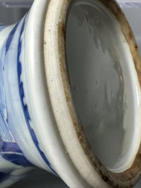 古玩陶瓷青花山水通景紋花觚真品鑒賞圖