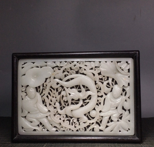 古玩玉器玉雕龍紋鑲嵌件真品鑒賞圖