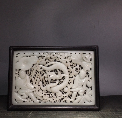 古玩玉器玉雕龍紋鑲嵌件真品鑒賞圖