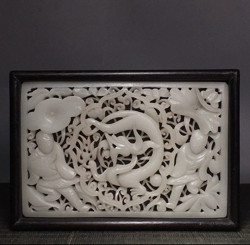 古玩玉器玉雕龍紋鑲嵌件真品鑒賞圖