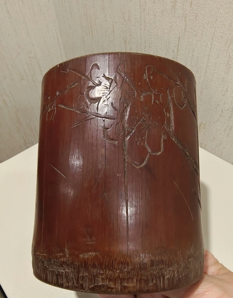 古玩雜項竹刻筆筒真品鑒賞圖