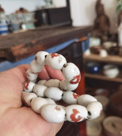 古玩陶瓷粉彩花卉紋珠子真品鑒賞圖