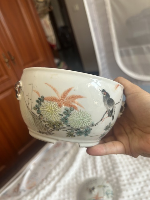 古玩陶瓷晚清淺降粥罐真品鑒賞圖