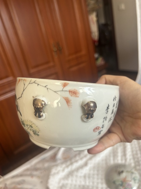 古玩陶瓷晚清淺降粥罐真品鑒賞圖