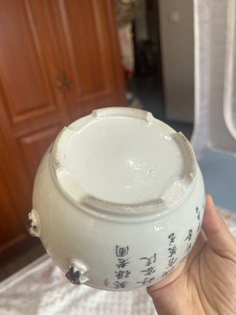 古玩陶瓷晚清淺降粥罐真品鑒賞圖