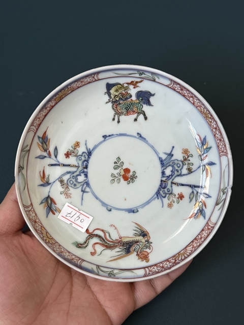 古玩陶瓷清·康熙麒麟斗鳳斗彩五彩盤拍賣，當前價格2500元