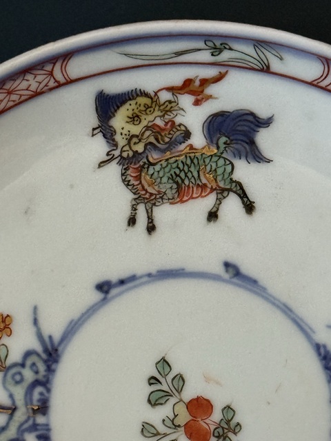 古玩陶瓷清·康熙麒麟斗鳳斗彩五彩盤拍賣，當前價格2500元