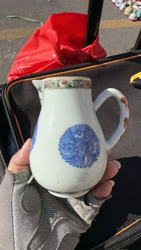 古玩陶瓷康熙青花五彩花卉紋壺真品鑒賞圖