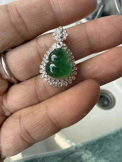 古玩玉器翡翠葫蘆吊墜真品鑒賞圖