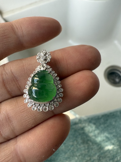 古玩玉器翡翠葫蘆吊墜真品鑒賞圖