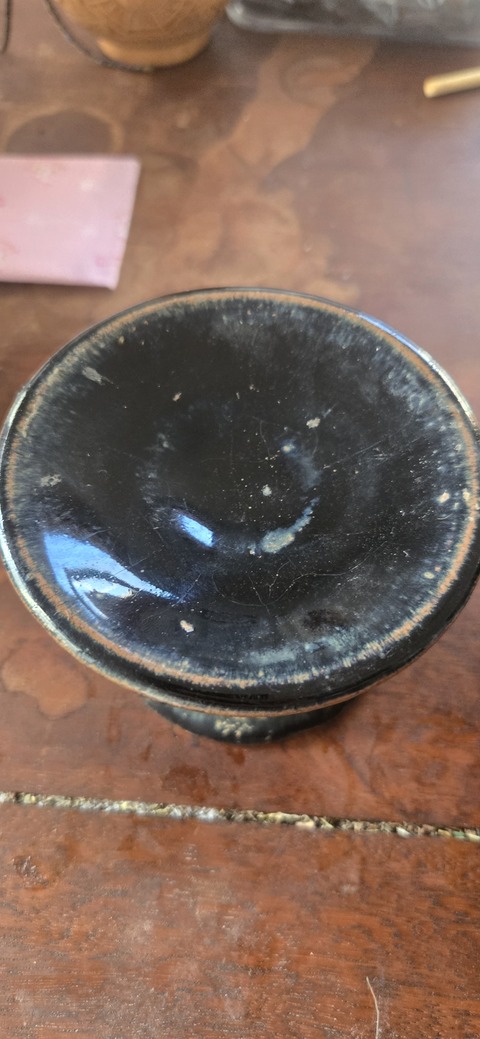 古玩陶瓷磁州窯系黑釉盞托真品鑒賞圖
