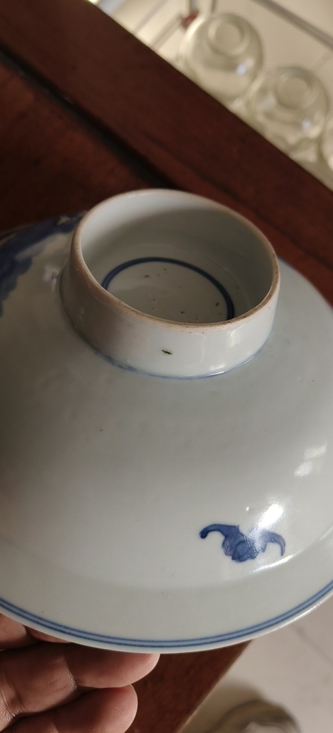 古玩陶瓷三星高照圖青花碗真品鑒賞圖