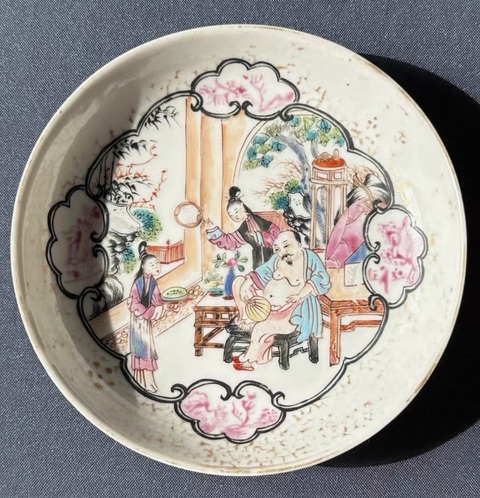 古玩陶瓷乾隆廣彩人物故事紋盤真品鑒賞圖