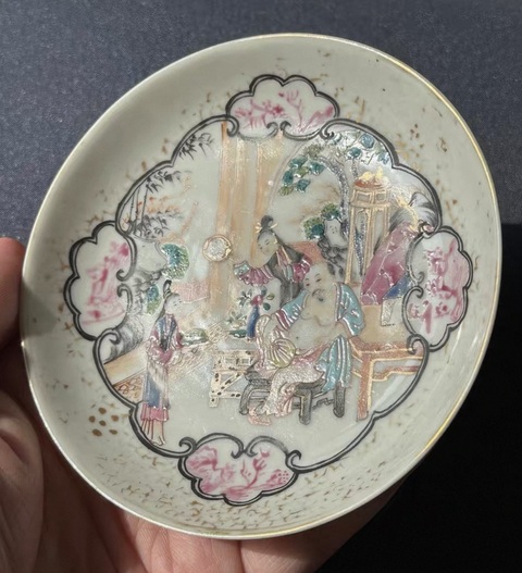 古玩陶瓷乾隆廣彩人物故事紋盤真品鑒賞圖