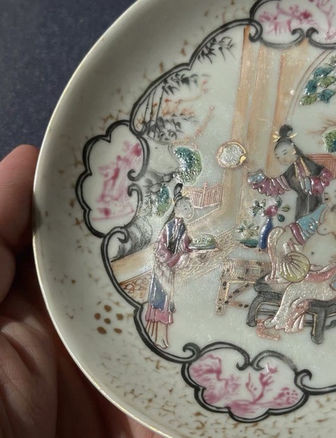 古玩陶瓷乾隆廣彩人物故事紋盤真品鑒賞圖