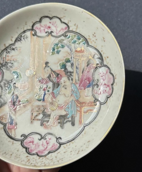 古玩陶瓷乾隆廣彩人物故事紋盤真品鑒賞圖