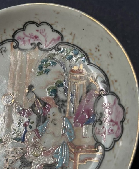 古玩陶瓷乾隆廣彩人物故事紋盤真品鑒賞圖