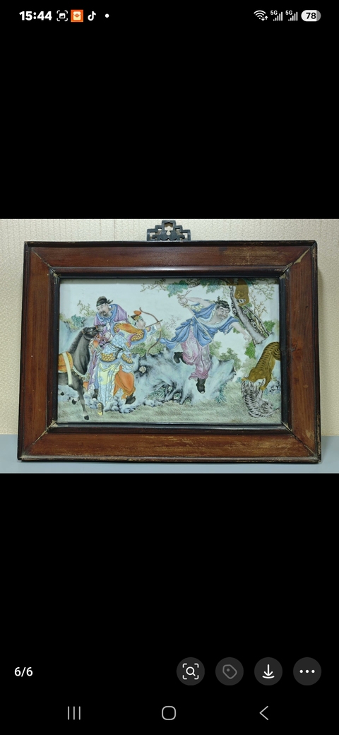 古玩陶瓷粉彩人物故事瓷板真品鑒賞圖