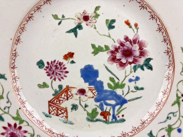 古玩陶瓷清乾?。鄄识词瘷跅U花卉紋折沿盤真品鑒賞圖