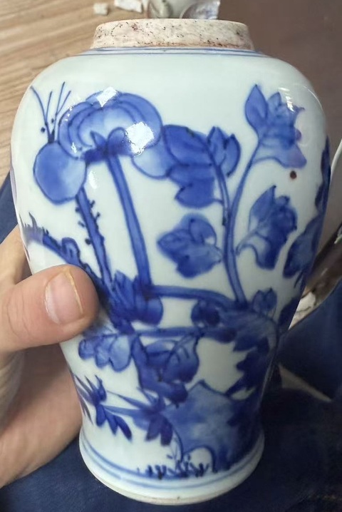 古玩陶瓷清早期花鳥紋青花器真品鑒賞圖