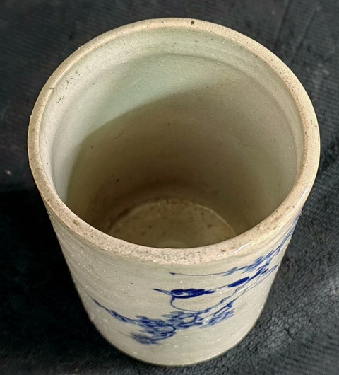 古玩陶瓷青花花鳥紋筆筒真品鑒賞圖