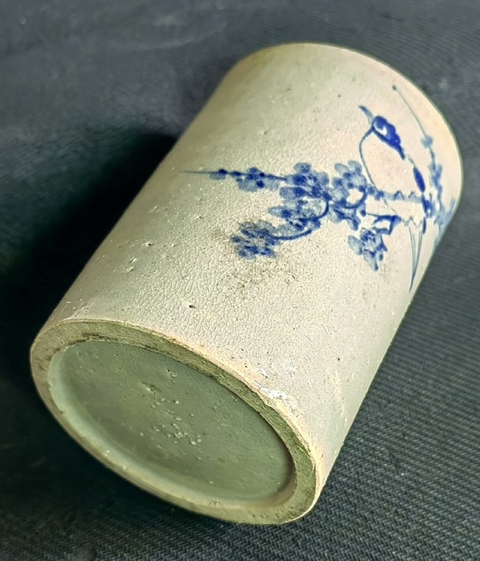 古玩陶瓷青花花鳥紋筆筒真品鑒賞圖
